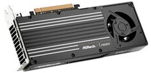 Une carte graphique d'ordinateur avec un dissipateur thermique noir et un ventilateur de refroidissement, présentée isolée sur un fond blanc.