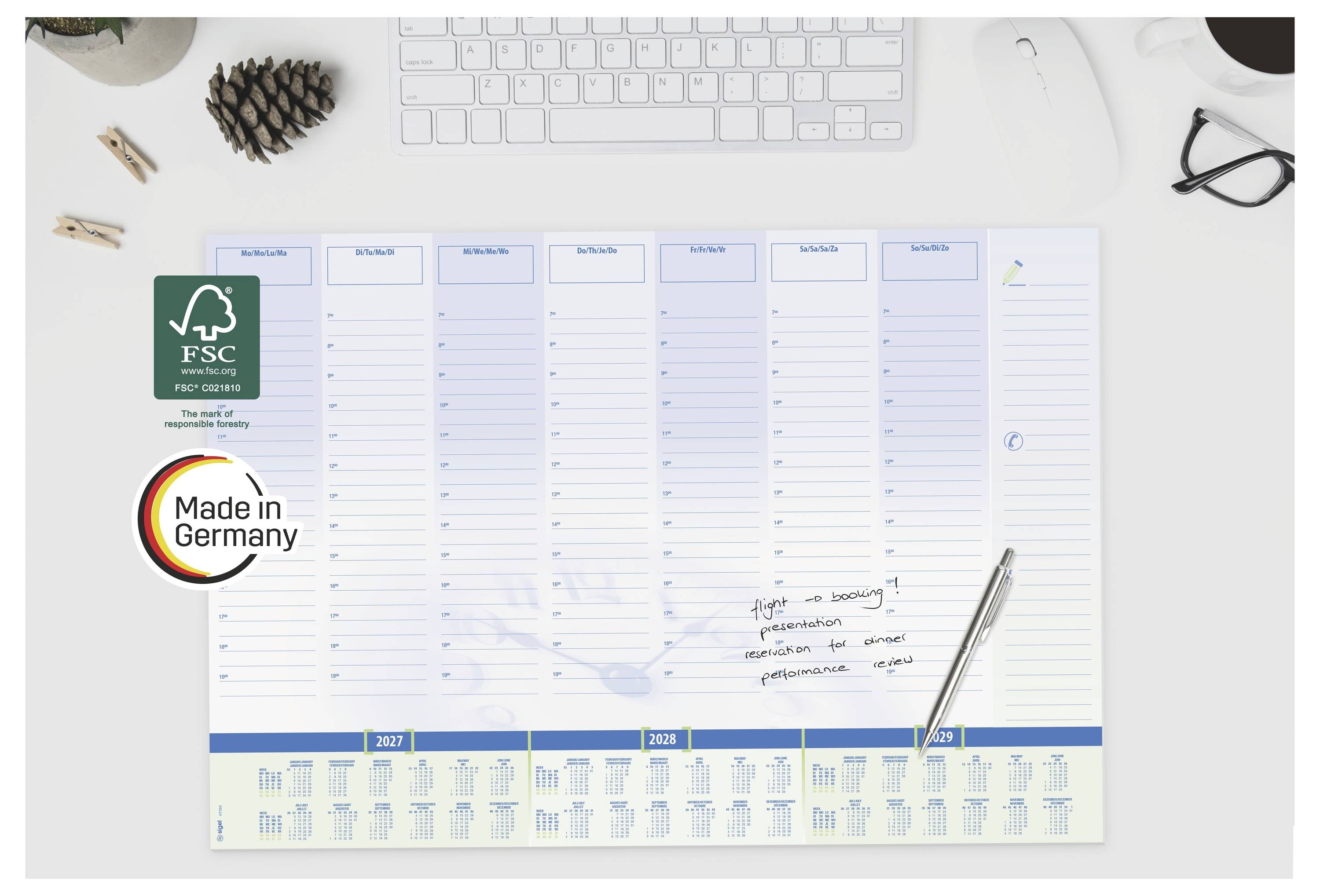 Sigel H7350 Sous-main calendrier 3 ans 2027, 2028, 2029 (l x H) 59.5 cm x 41 cm 30 feuille(s) 1 pc(s) H7350-6