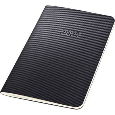 Carnet de planification 2027 noir avec fines rayures verticales et coins arrondis