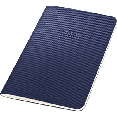 Carnet ou agenda 2027 à rayures bleues avec coins arrondis, montré fermé sur un fond blanc.