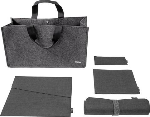Sigel Sacoche pour accessoires Bundle | Desk Sharing Bag L | Notebook Case | Organizer Set | Desk Mat Dimension maximale: 39,6 cm (15,6")  gris foncé