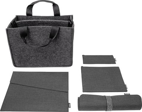 Sigel Sacoche pour accessoires Bundle | Desk Sharing Bag M | Notebook Case S | Organizer Set | Desk Mat Dimension maximale: 35,6 cm (14")  gris foncé