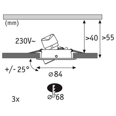 Paulmann 92328 Luminaire à LED encastrable LED GU10 4.9 W Aluminium (tourné)-7