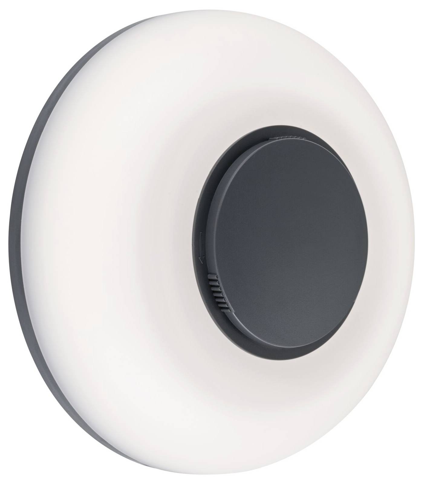 Thermostat mural intelligent rond avec cadran blanc et centre circulaire foncé