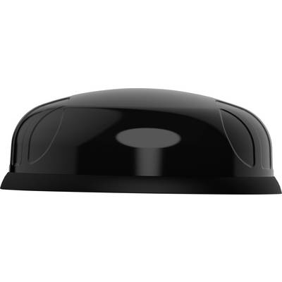 Casque de chantier noir brillant présenté de face sur un fond blanc.