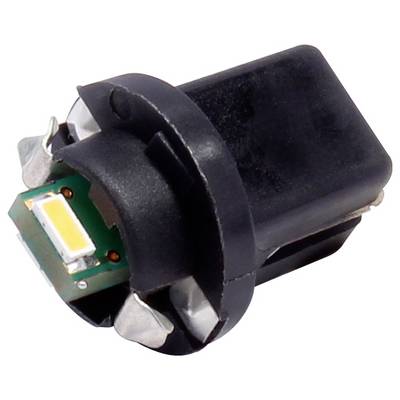 Gros plan d'un voyant LED indicateur noir à montage sur panneau avec carte de circuit visible et puce LED blanche à l'intérieur.