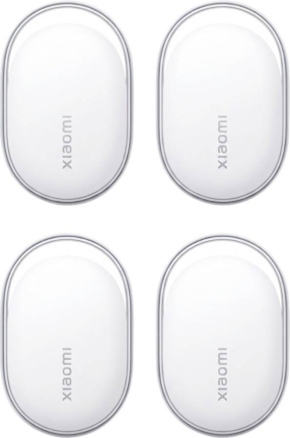 Quatre appareils Xiaomi blancs de forme ovale présentés dans une disposition 2x2 sur un fond uni.