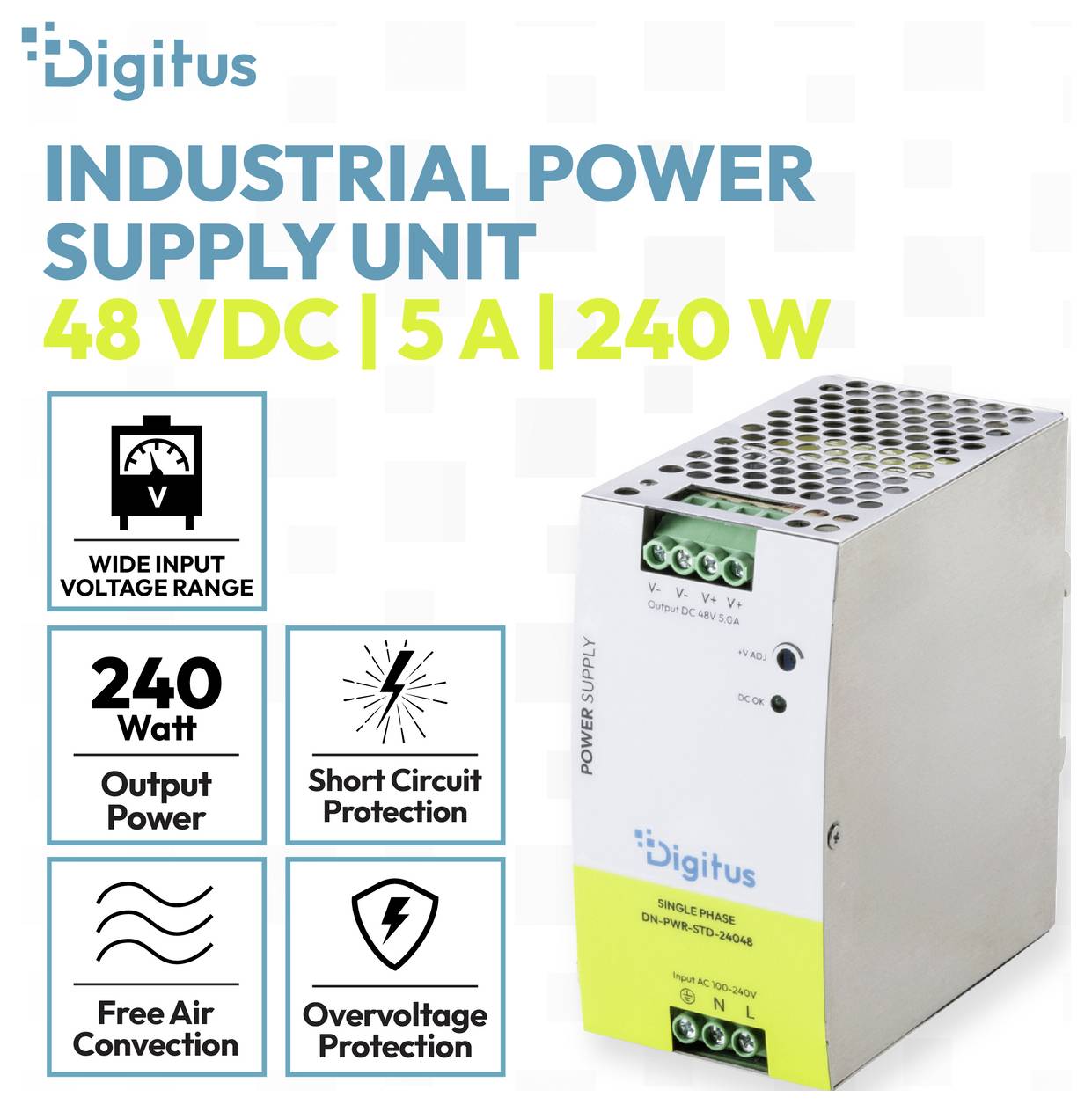 Digitus DN-PWR-STD-24048 Bloc d'alimentation industriel 48 V/DC 5 A 240 W Contenu 1 pc(s)-1