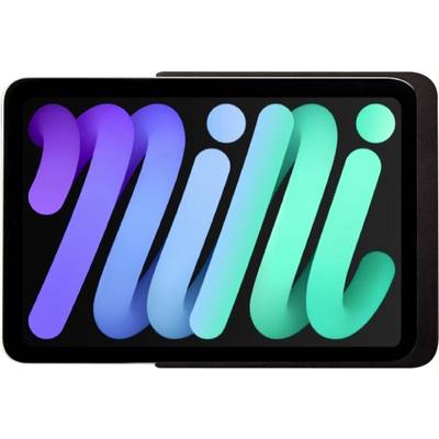 Écran de tablette affichant le logo stylisé coloré « mi » sur un fond noir.