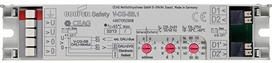 Module de contrôle de sécurité industrielle étiqueté COOPER Safety et CEAG, avec blocs de terminaux, connecteurs et cadrans d'ajustement rouges.