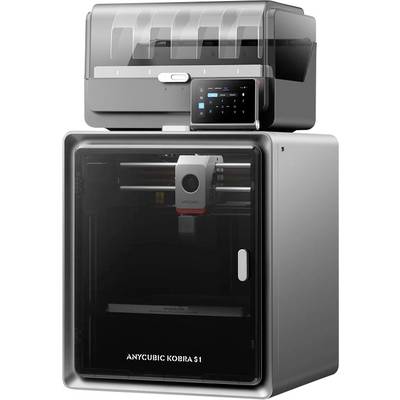 Imprimante 3D avec chambre de construction fermée et panneau de commande tactile, étiquetée « ANYCUBIC KOBRA S1 ».