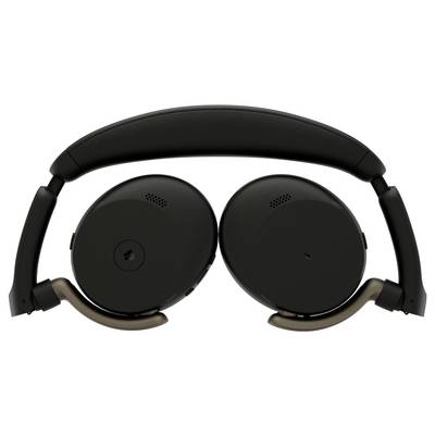 Casque audio noir supra-auriculaire avec arceau incurvé et grandes écoutilles circulaires présenté sur un fond blanc.