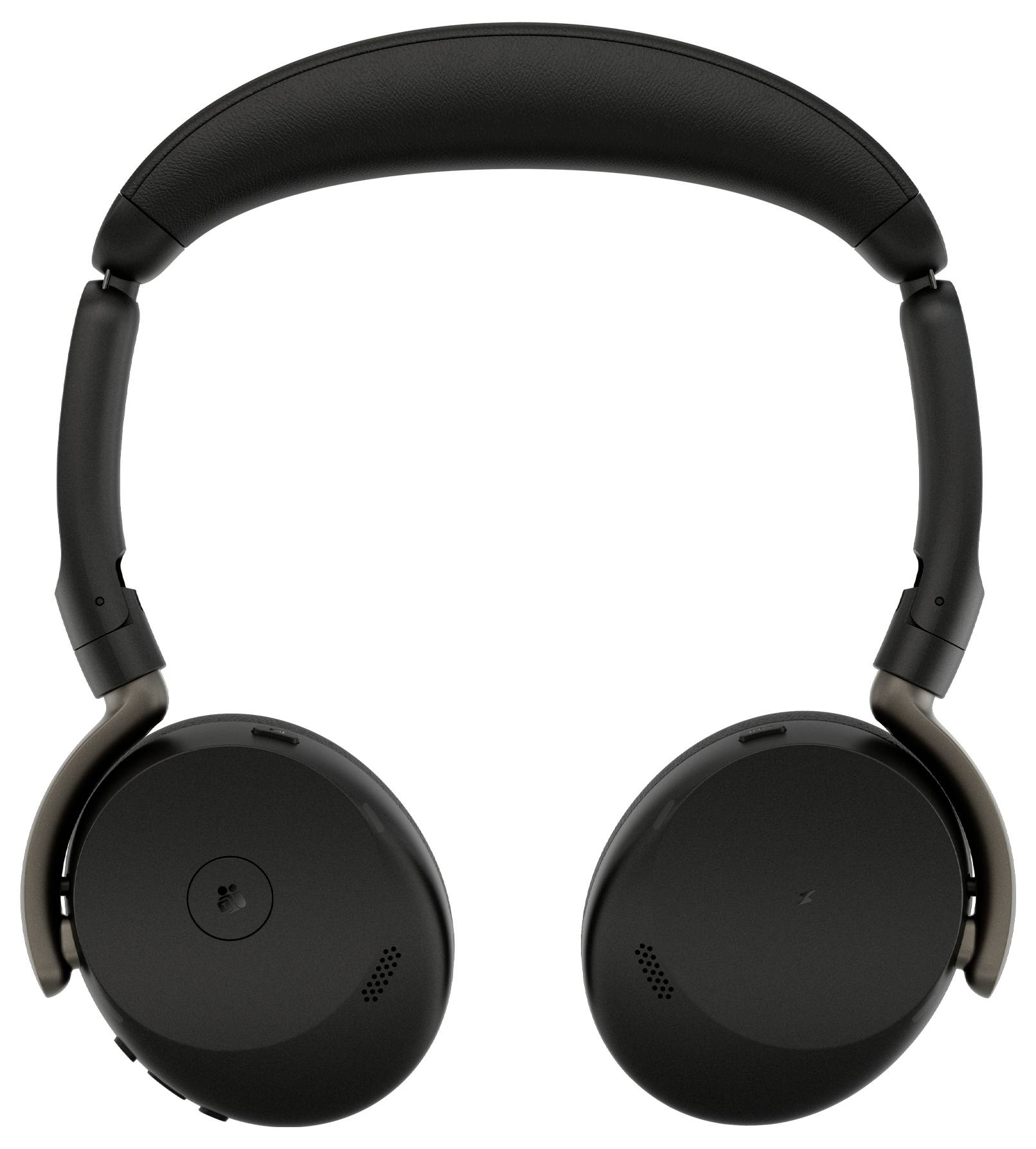 Casque audio noir supra-auriculaire avec arceau rembourré et écouteurs circulaires sur fond blanc.