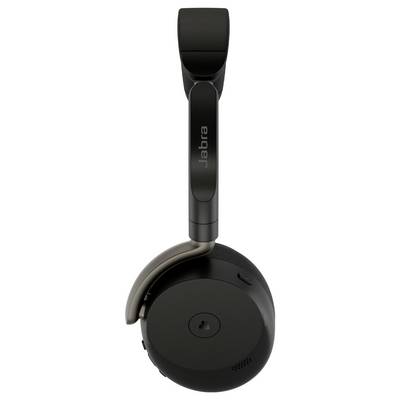 Casque audio Jabra noir à écouteurs supra-auriculaires avec serre-tête rembourré et écouteur rond, présenté sur un fond blanc.