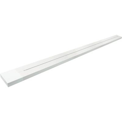 Cale de porte rectangulaire blanche avec un sommet long et incliné et une fine bande surélevée, présentée isolée sur un fond blanc.