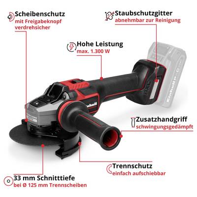 Meuleuse d'angle sans fil Einhell Professional TP-AG 18/125-13 Q BL - Solo 4431215 + écrou à serrage rapide 1300 W 18 V-3