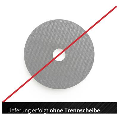 Disque abrasif gris avec une bande diagonale rouge ; remarque : « La livraison s'effectue sans disque de séparation ».