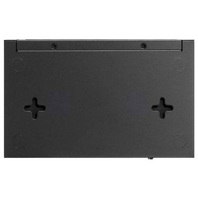 Vue arrière d'une plaque de montage murale rectangulaire plate noire pour téléviseur ou moniteur avec trous de vis et découpes d'accès aux câbles