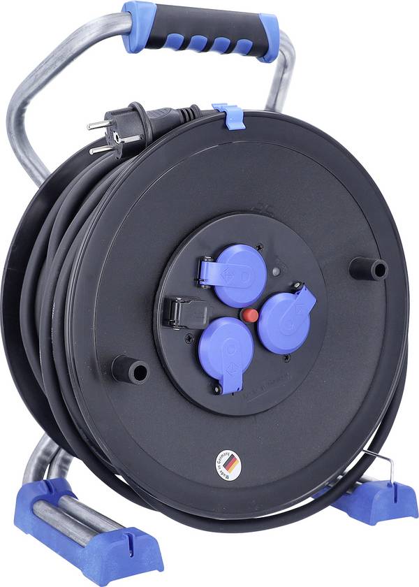 AS Schwabe 823624 Enrouleur de câble 40 m noir Prise mâle + contact de protection