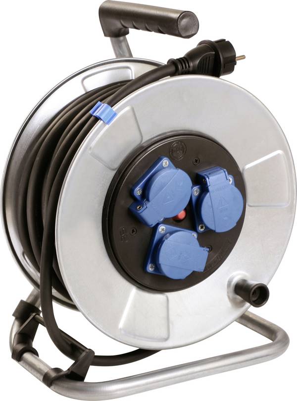 AS Schwabe 810333 Enrouleur de câble 33 m noir Prise mâle + contact de protection