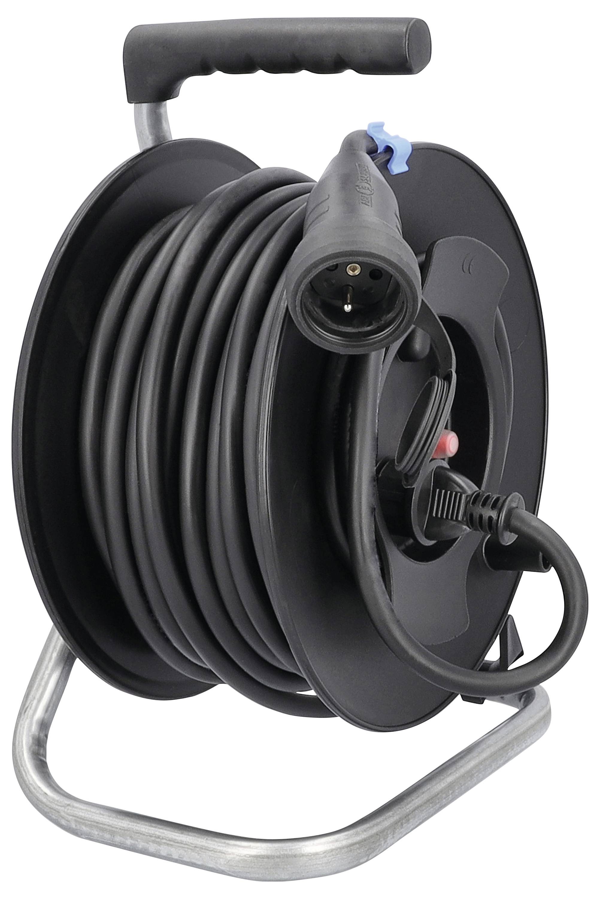 AS Schwabe 812324 Enrouleur de câble 25 m noir Prise mâle + contact de protection-1