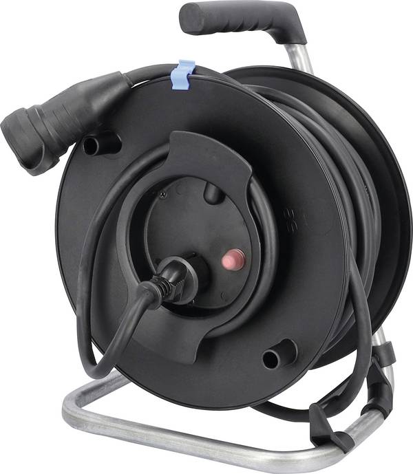 AS Schwabe 812887 Enrouleur de câble 40 m noir Prise mâle + contact de protection