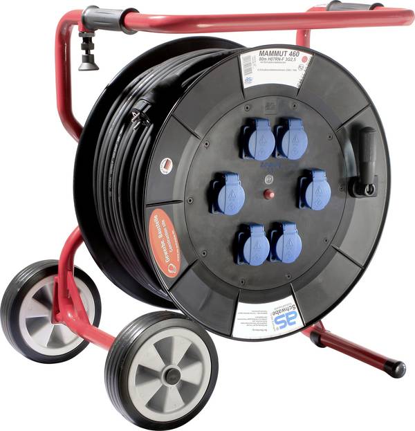 AS Schwabe 826200 Enrouleur de câble 80 m noir Prise mâle + contact de protection