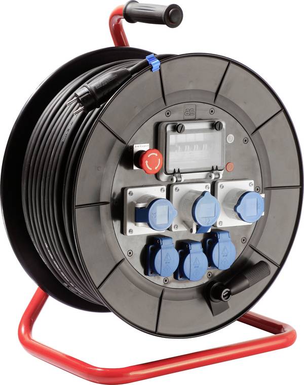 AS Schwabe 826304 Enrouleur de câble 80 m noir Prise mâle + contact de protection