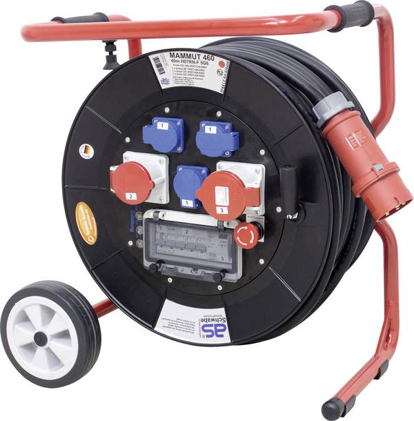 AS Schwabe 826408 Enrouleur de câble 40 m noir mâle CEE