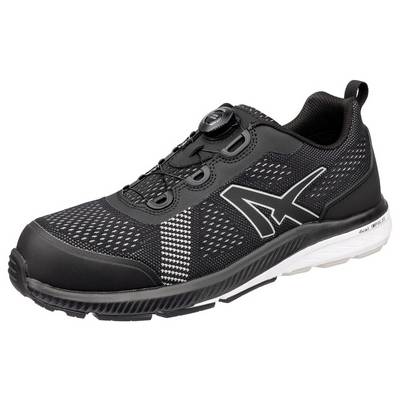Sneaker de sport noir avec semelle blanche et grand logo latéral, présenté en vue de côté sur fond blanc.