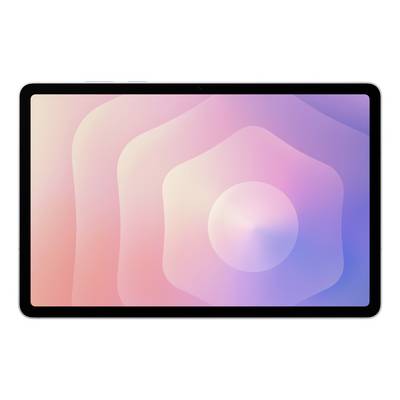 Une tablette avec un fond d'écran dégradé abstrait coloré composé de formes arrondies en couches et un cercle central sur l'écran.