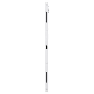 Un fin smartphone blanc présenté de profil, avec des boutons et des ports visibles.