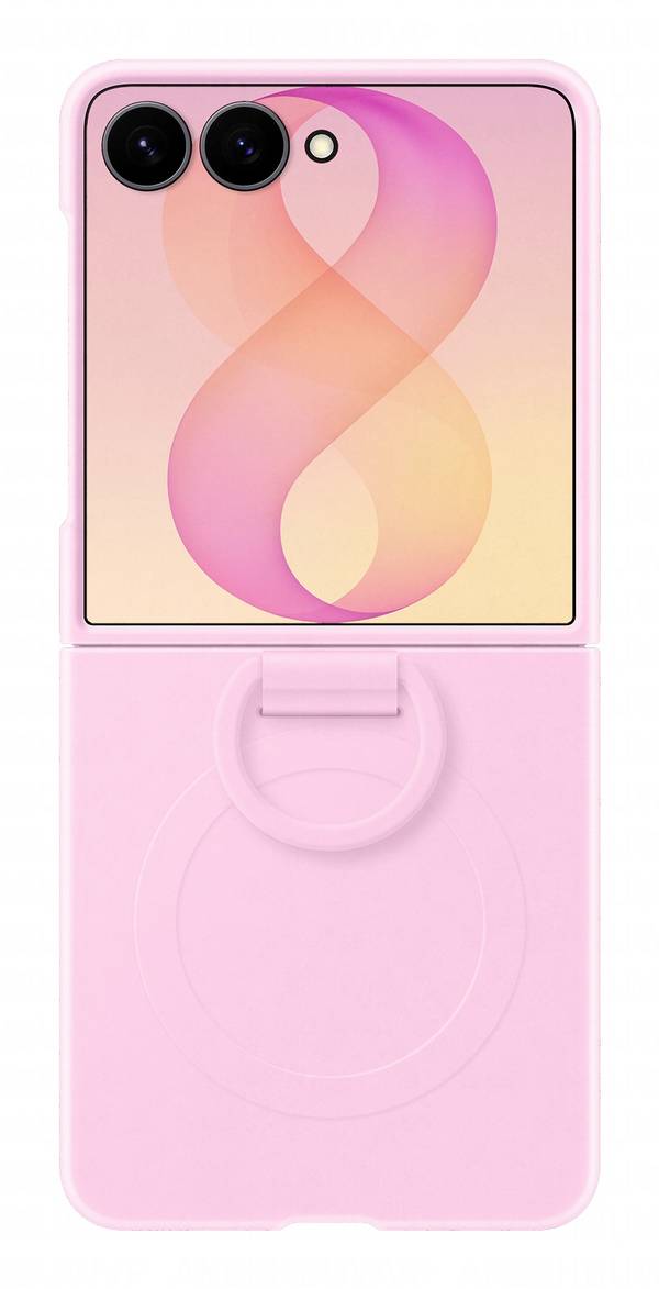 Samsung Silicone Ring Magnet Case Coque Samsung Z Flip8 rose avec module magnétique, avec anneau de retenue EF-EF776CVEGWW