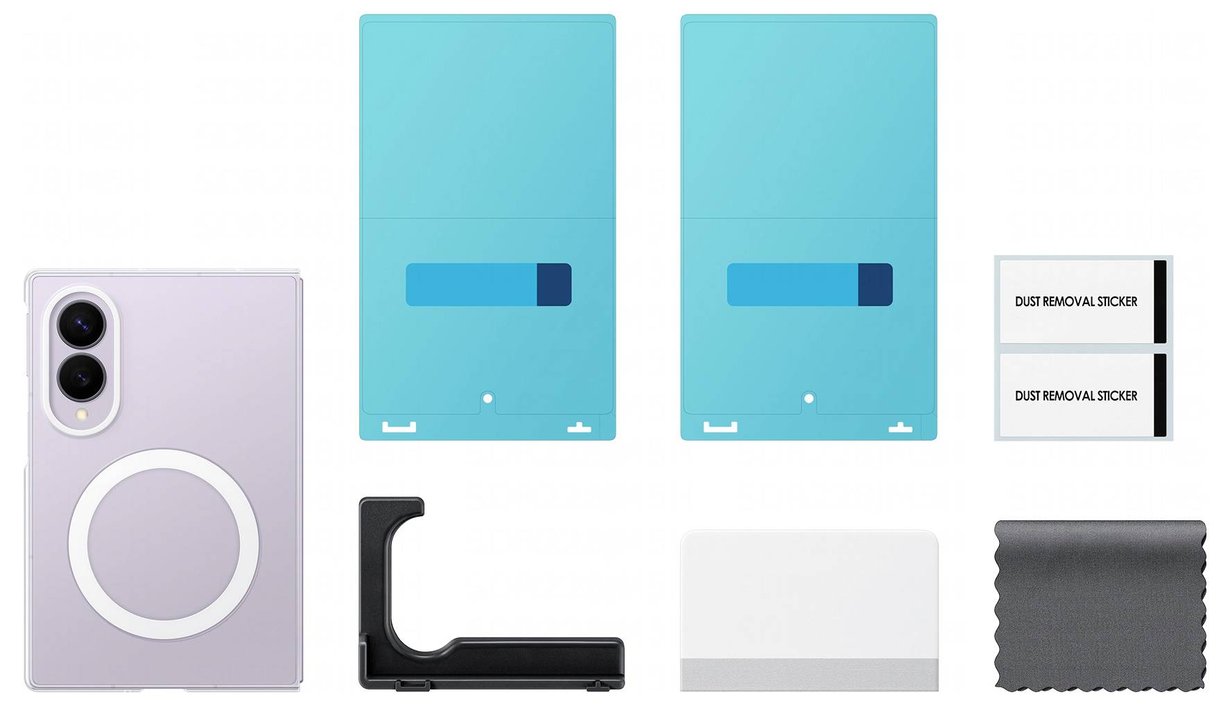 Kit de protection d'écran pour smartphone avec protecteur d'objectif appareil photo, outils d'installation, autocollants de suppression de poussière et chiffon de nettoyage.