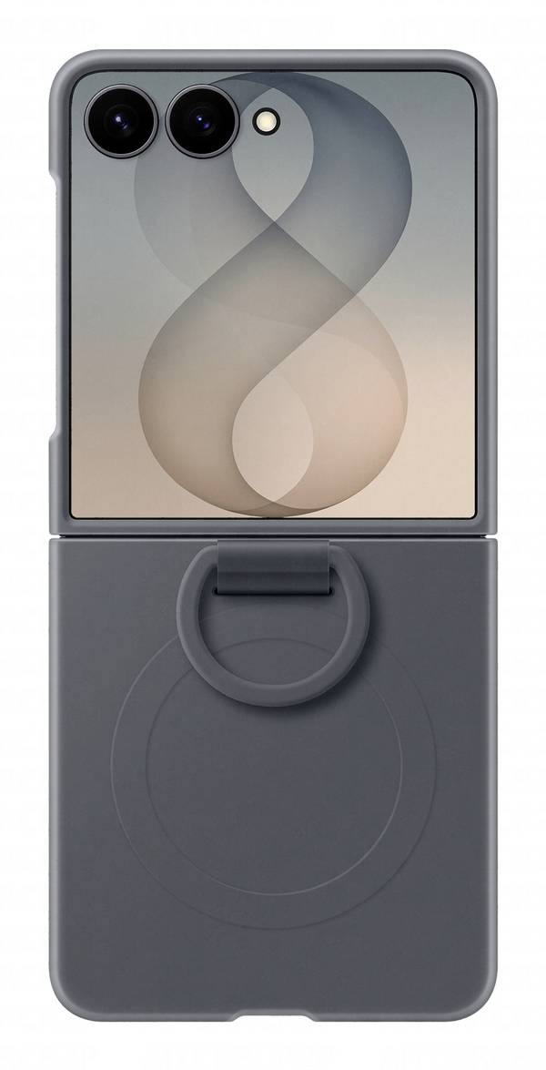 Samsung Silicone Ring Magnet Case Coque Samsung Z Flip8 noir avec module magnétique, avec anneau de retenue EF-EF776CBEGWW