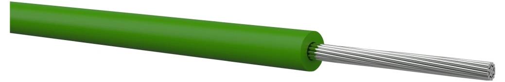 Câble vert avec la gaine extérieure retirée pour exposer plusieurs fils d'argent s'étendant de l'extrémité.
