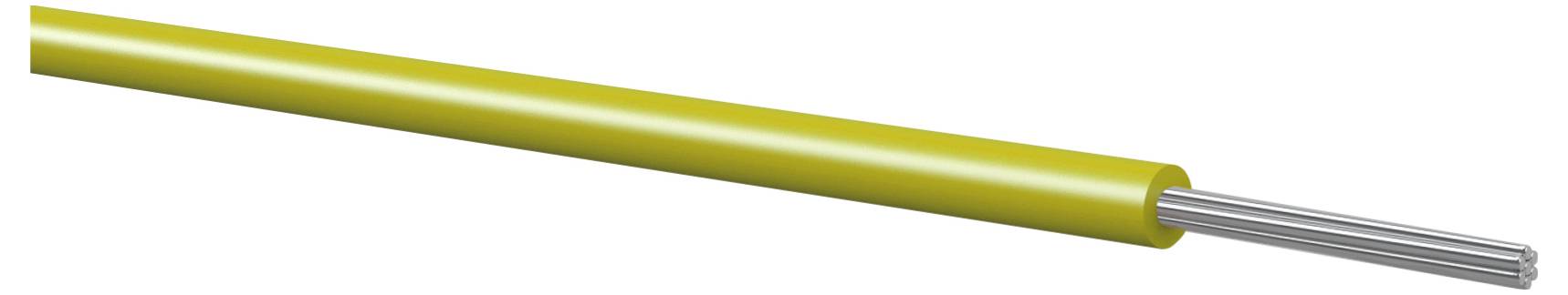 Illustration d'un câble électrique isolé jaune avec des conducteurs en argent exposés à une extrémité.