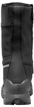 Botte de caoutchouc isolante noire avec semelle épaisse et tige haute, présentée de face sur fond blanc.