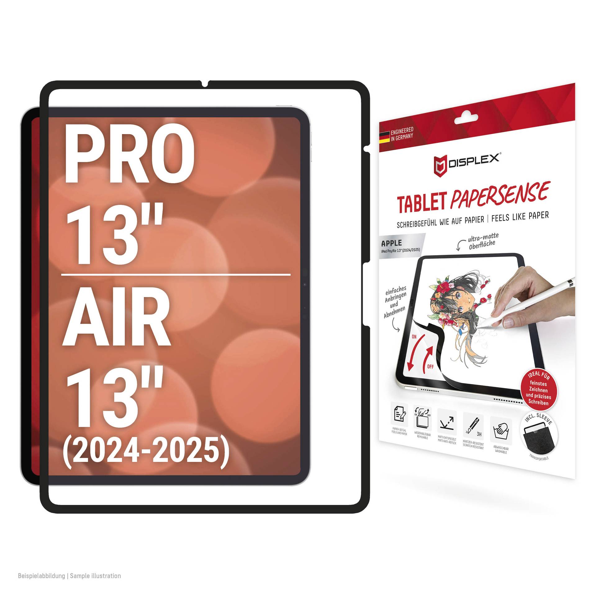 Protecteur d'écran pour tablette pour iPad Pro 13 pouces et iPad Air 13 pouces (2024-2025) montré avec emballage de détail.