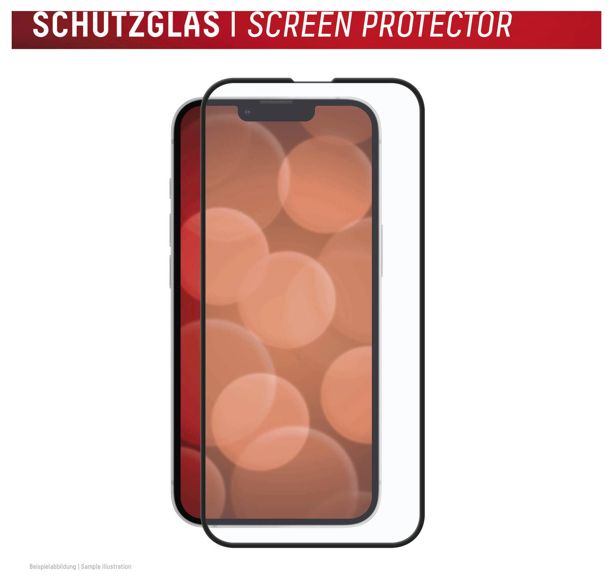 Deux protecteurs d'écran de smartphone qui se chevauchent affichés sur un téléphone, étiquetés « SCHUTZGLAS | SCREEN PROTECTOR » en haut.