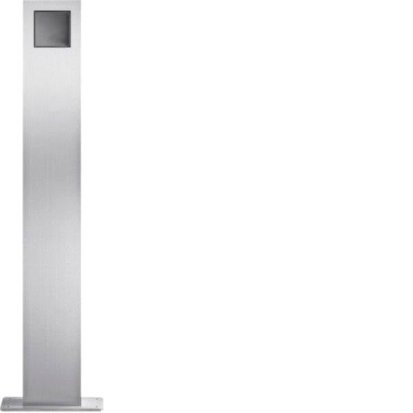 Luminaire bollard extérieur en acier inoxydable de grande hauteur avec une petite lentille carrée au sommet.