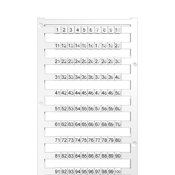 Modèle de tableau de bande numérotée blanc ou calendrier avec des lignes étiquetées de 1 à 100 en dix colonnes.