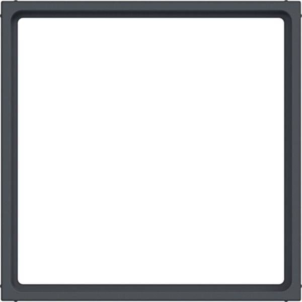 Cadre carré gris avec un centre blanc vide, comme un cadre photo vide ou une lunette d'appareil.