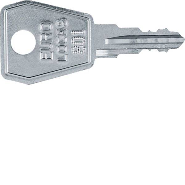 Gros plan d'une clé Euro Lock argentée avec « EURO LOCK 101 » gravée sur la tête.