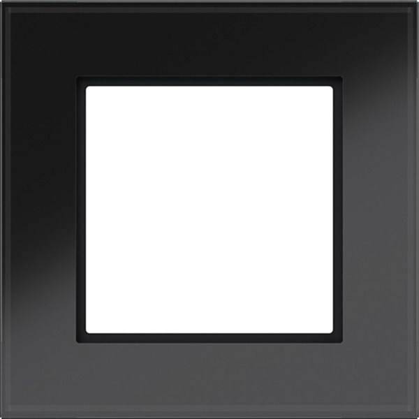 Un panneau carré blanc vierge centré dans un cadre gris foncé.