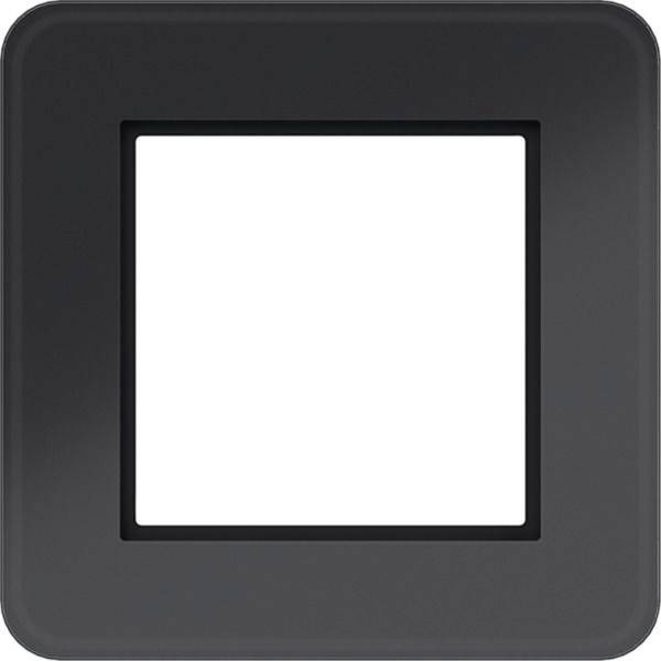 Plaque murale carrée gris foncé avec un insert ou couvercle carré blanc centré.