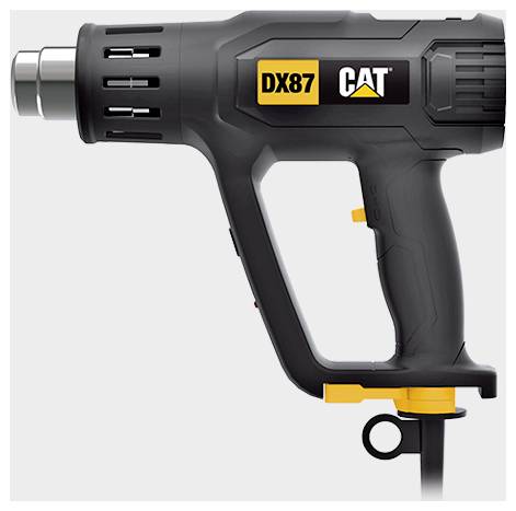 Pistolet thermique filaire CAT DX87, noir et jaune, présenté en vue latérale sur fond blanc.