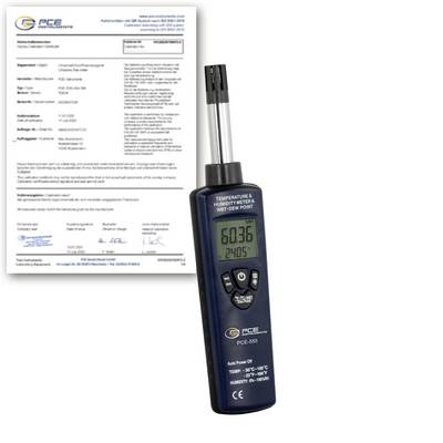 Thermomètre numérique de température, d'humidité et de bulbe humide/point de rosée à côté d'un certificat d'étalonnage, affichant une lecture de 60,3 et 24,5 sur son écran.