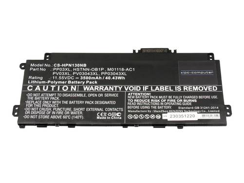 ipc-computer Batterie d'ordinateur portable Akku PP03 REPLACE 11.55 V 3500 mAh IPC-Computer