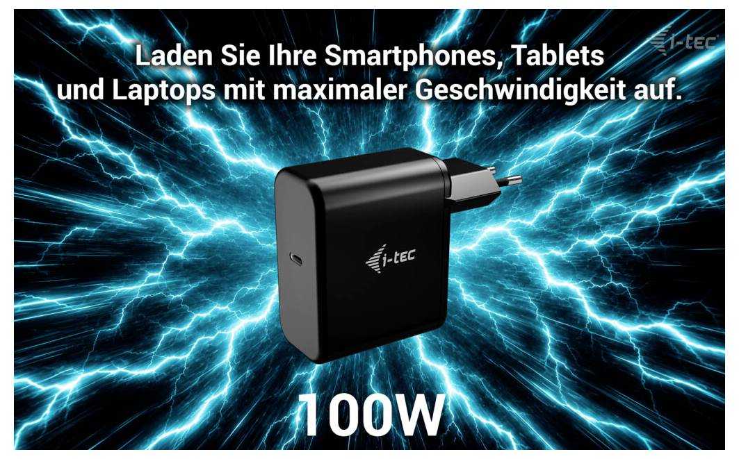 i-tec 100W USB-C GaN Charger Adaptateur de charge 100 W noir-8